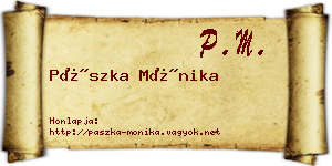 Pászka Mónika névjegykártya